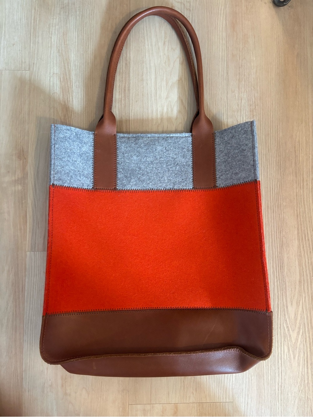 Graf Lantz Classic Colorblock Tote Bag in Merino Felt and Leather